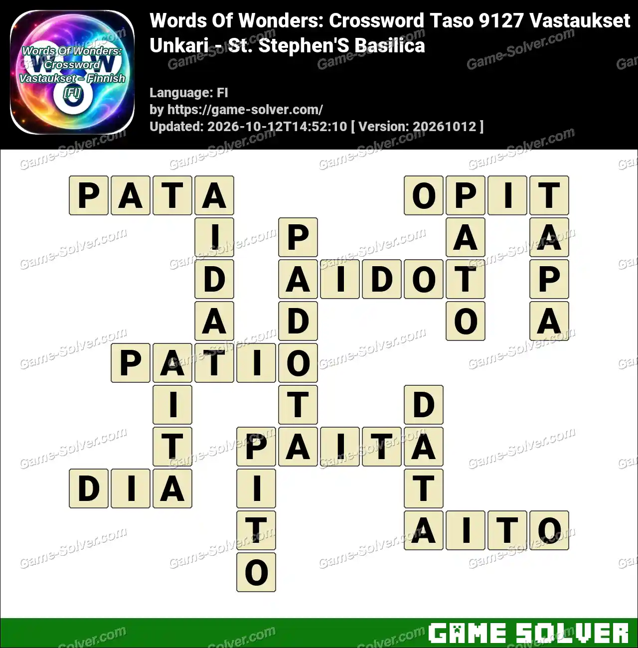 Words Of Wonders: Crossword Taso 9127 Vastaukset – Unkari – St. Stephen’S Basilica
